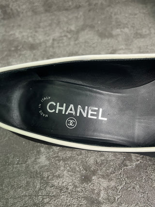 Black Suede Shoes With White Patent Cap Toe