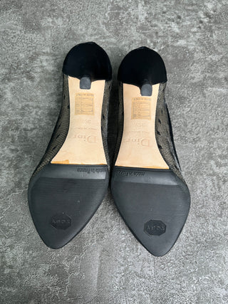 Black 110mm Satin Pumps With Crystal Embellishment