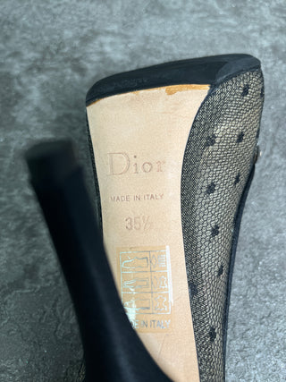 Black 110mm Satin Pumps With Crystal Embellishment