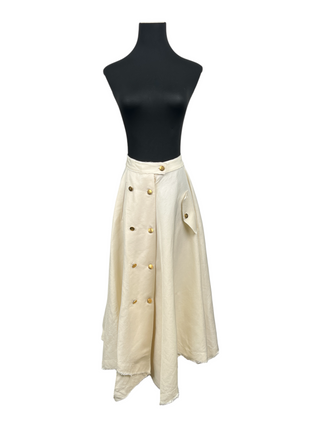 Beige Multi Buttons A-Line Skirt