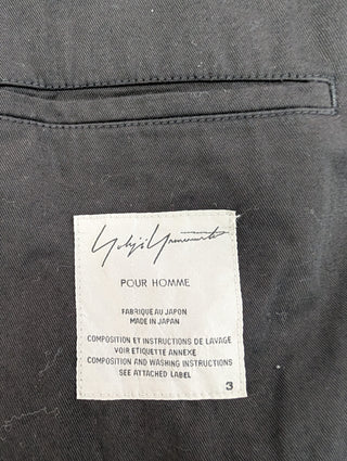 Pour Homme Black Cotton Twill Single Breasted Coat With A Hood