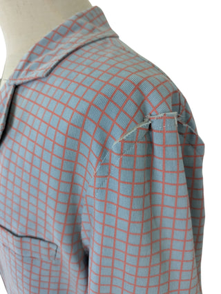 Blue And Vermillion Checkered Suit Jacket