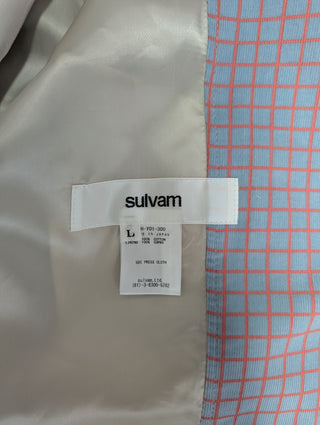 Blue And Vermillion Checkered Suit Jacket