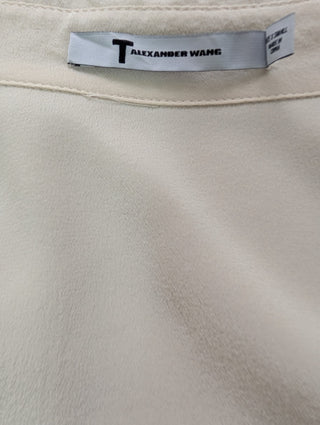 Creme Color Silk Shirt With Sheer Back