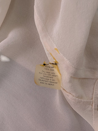 Creme Color Silk Shirt With Sheer Back