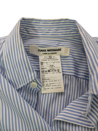 Blue Striped Shirt Dress With Colorful Silk Chest Wrap