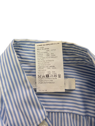 Blue Striped Shirt Dress With Colorful Silk Chest Wrap