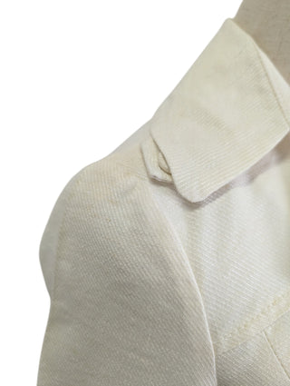 Beige Double Breasted Cropped Blazer With 3/4 Sleeves