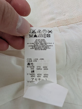 Beige Double Breasted Cropped Blazer With 3/4 Sleeves