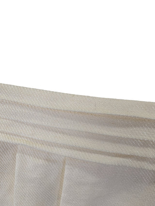 Beige Pleated Short Skirt With Ribbon Front