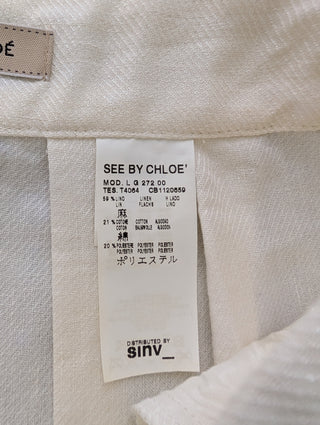 Beige Pleated Short Skirt With Ribbon Front