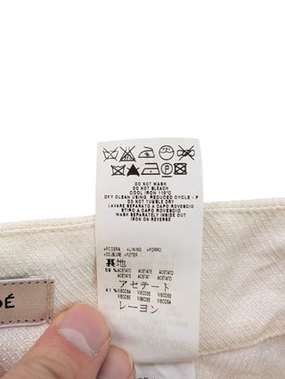 Beige Pleated Short Skirt With Ribbon Front