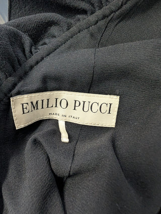 Black Dress With Ruffles Details And Open V Back