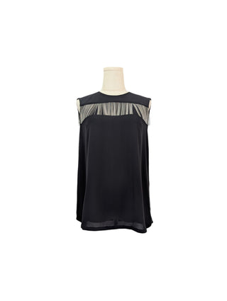 Black Sleeveless Top With Embellishment In The Front And Back