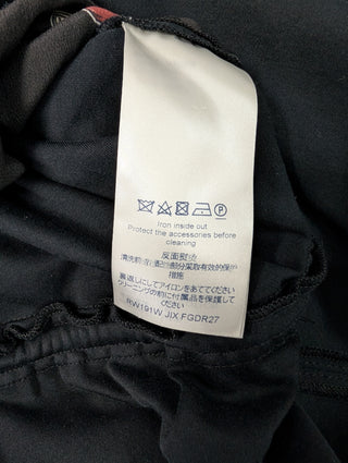 Black Silk And Cotton Dress With Iconic Neck Chain And Logo Graphics