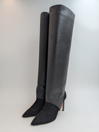 Black Suede Helaine Boots With Detachable Trunk