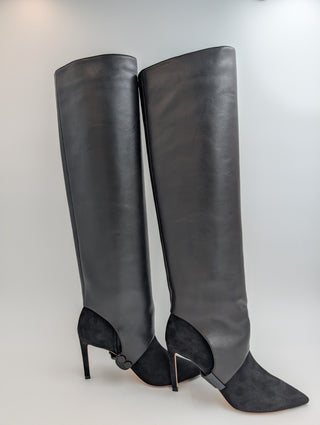 Black Suede Helaine Boots With Detachable Trunk