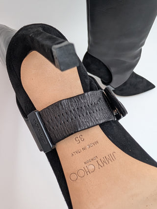 Black Suede Helaine Boots With Detachable Trunk