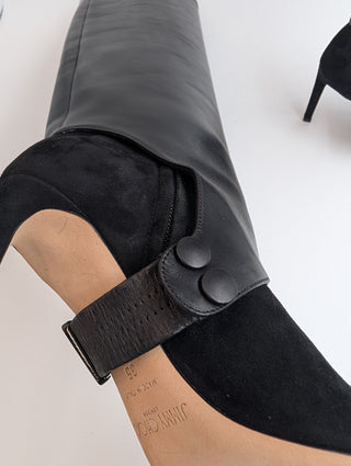 Black Suede Helaine Boots With Detachable Trunk