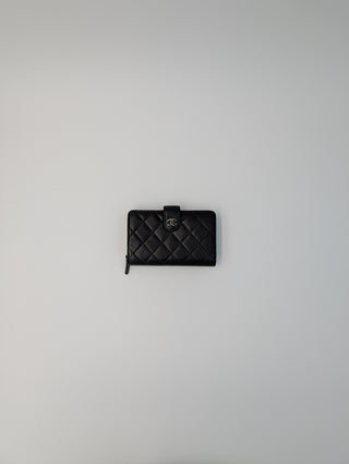 Black Lambskin Quilted Leather Wallet