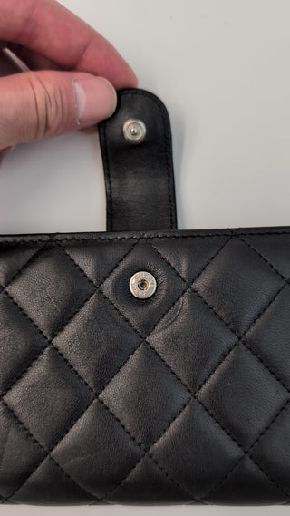 Black Lambskin Quilted Leather Wallet