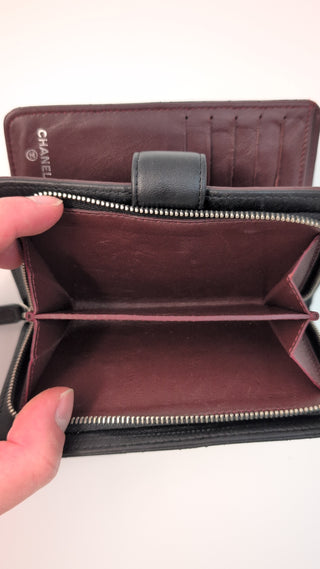 Black Lambskin Quilted Leather Wallet