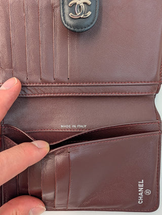 Black Lambskin Quilted Leather Wallet