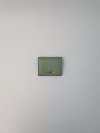 Green Gancini Calfskin Leather Wallet