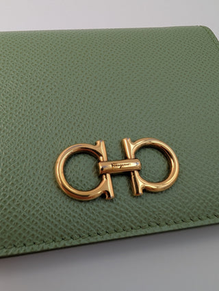 Green Gancini Calfskin Leather Wallet