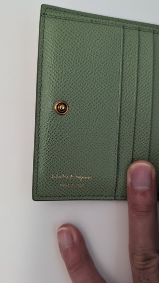 Green Gancini Calfskin Leather Wallet