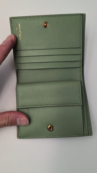 Green Gancini Calfskin Leather Wallet