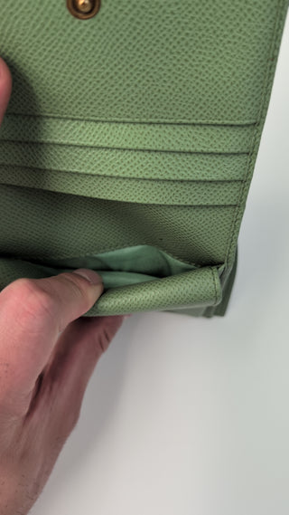 Green Gancini Calfskin Leather Wallet