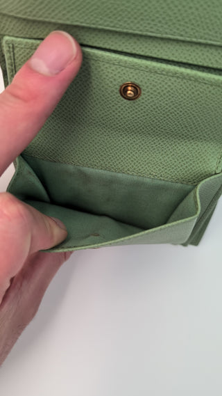 Green Gancini Calfskin Leather Wallet