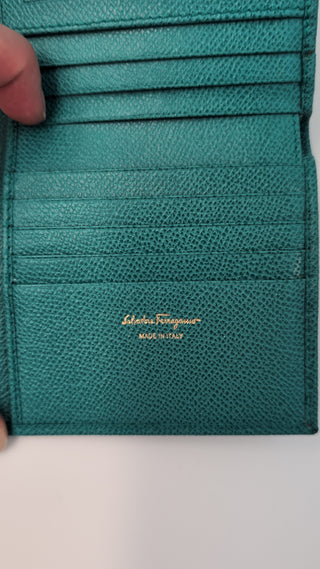 Dark Aqua Green Fold-Over Clasp Leather Wallet
