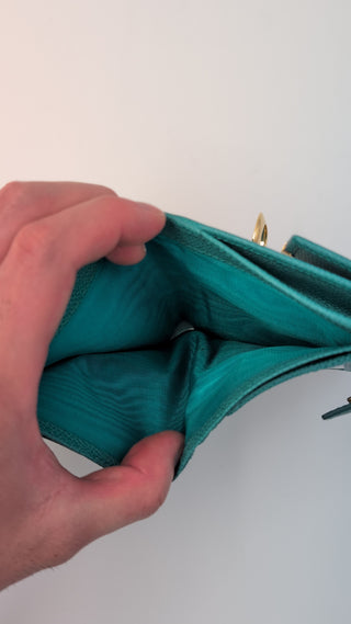 Dark Aqua Green Fold-Over Clasp Leather Wallet