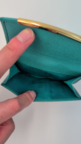 Dark Aqua Green Fold-Over Clasp Leather Wallet