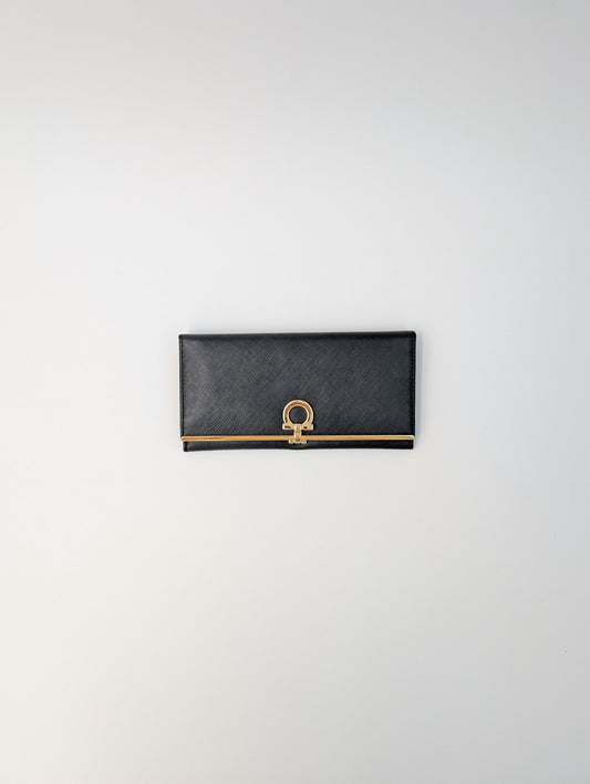 Black Saffiano Leather Gancini Icona Wallet