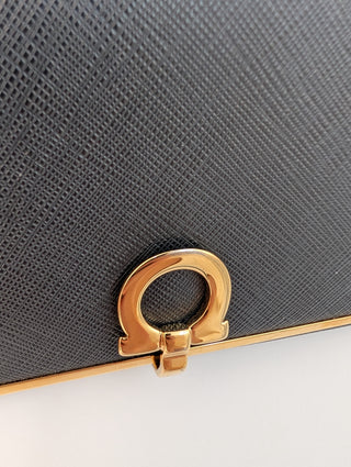Black Saffiano Leather Gancini Icona Wallet