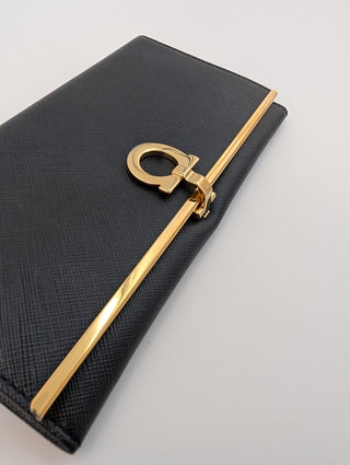 Black Saffiano Leather Gancini Icona Wallet