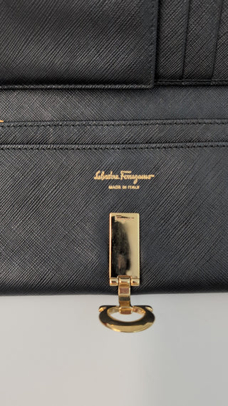 Black Saffiano Leather Gancini Icona Wallet