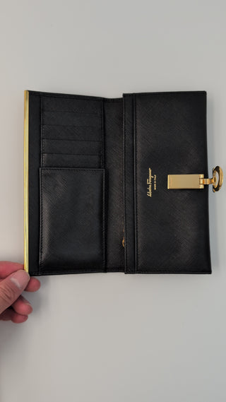 Black Saffiano Leather Gancini Icona Wallet