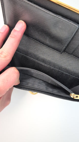 Black Saffiano Leather Gancini Icona Wallet