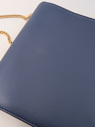 Blue And Navy Blue Thalia Leather And Suede Crossbody Bag