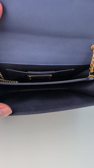 Blue And Navy Blue Thalia Leather And Suede Crossbody Bag