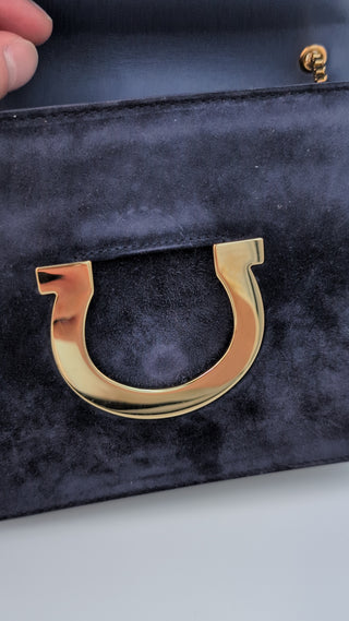 Blue And Navy Blue Thalia Leather And Suede Crossbody Bag