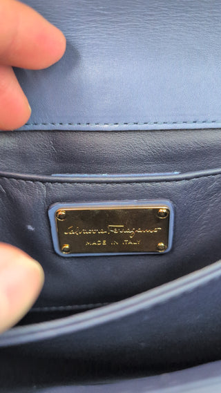 Blue And Navy Blue Thalia Leather And Suede Crossbody Bag