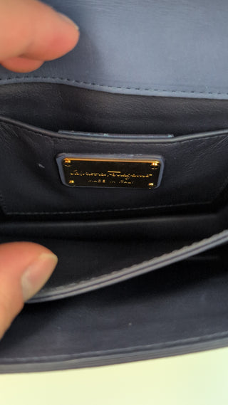 Blue And Navy Blue Thalia Leather And Suede Crossbody Bag