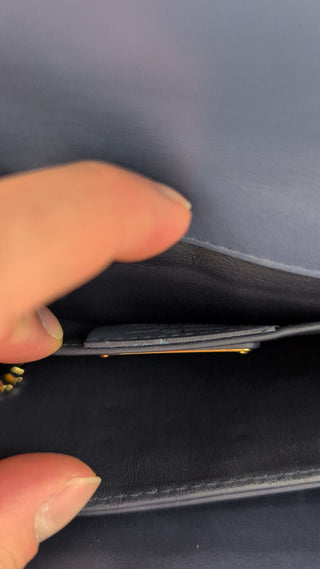 Blue And Navy Blue Thalia Leather And Suede Crossbody Bag