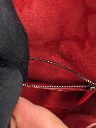 Red Mini Embossed Calfskin Studded Lady Dior