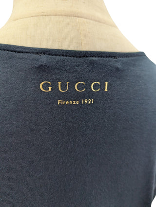 Black Faux Leather Front And Logo On Cotton Back T-Shirt